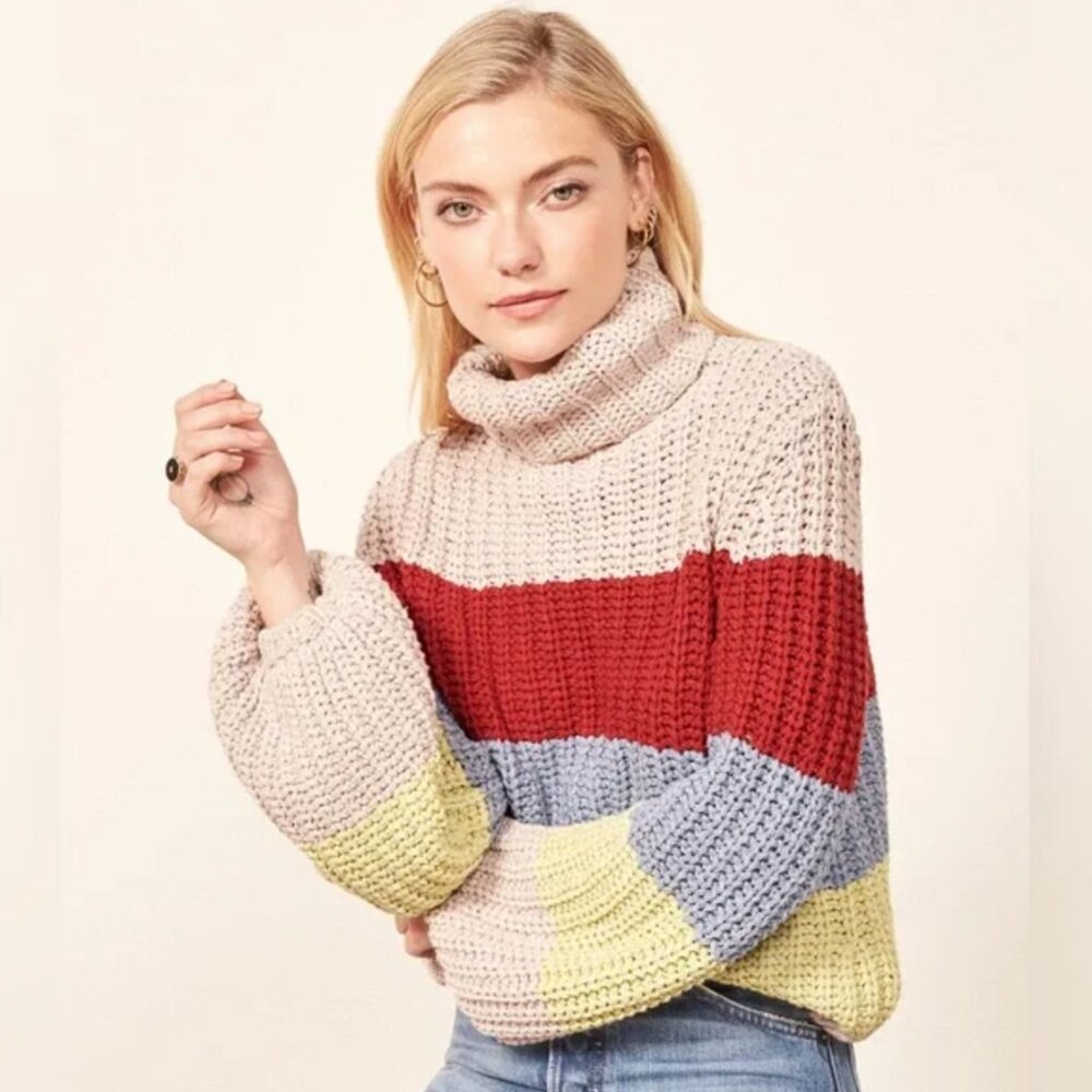 La Ligne x Reformation  Color Me Happy Striped Turtleneck Sweater XS